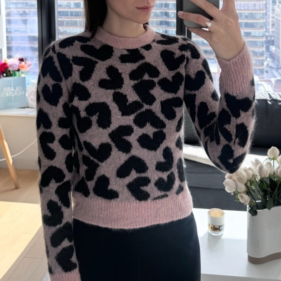 Saint Laurent Sweaters - Saint Laurent 2014 Mohair Cropped Sweater Pink Print Size M